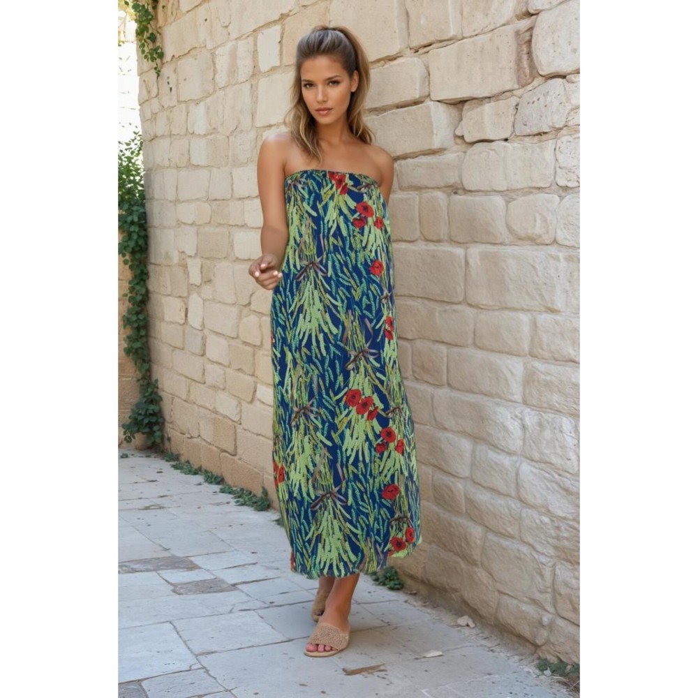 Pasaklı Giyim Kadın Straplez Astarlı Şifon Midi Yazlık Elbise - Premium Kadın Giyim