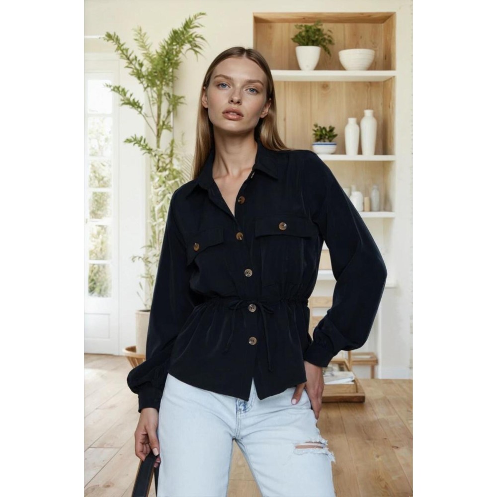 Pasaklı Giyim Pasaklı Giyim Kadın Kupra Gömlek Siyah - Premium Kadın Giyim