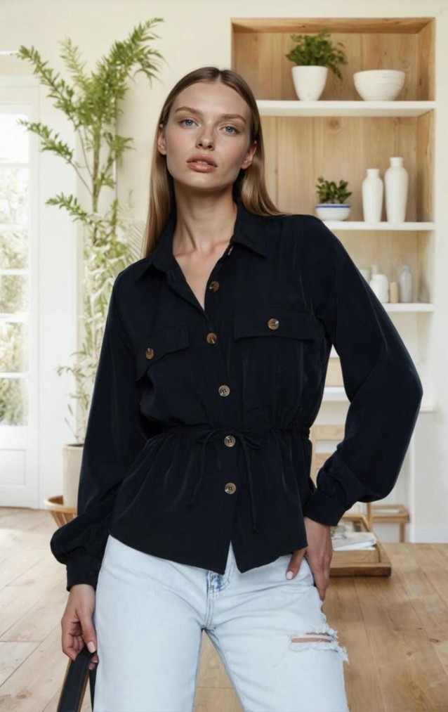 Pasaklı Giyim Kadın Kupra Gömlek 3738308 Siyah