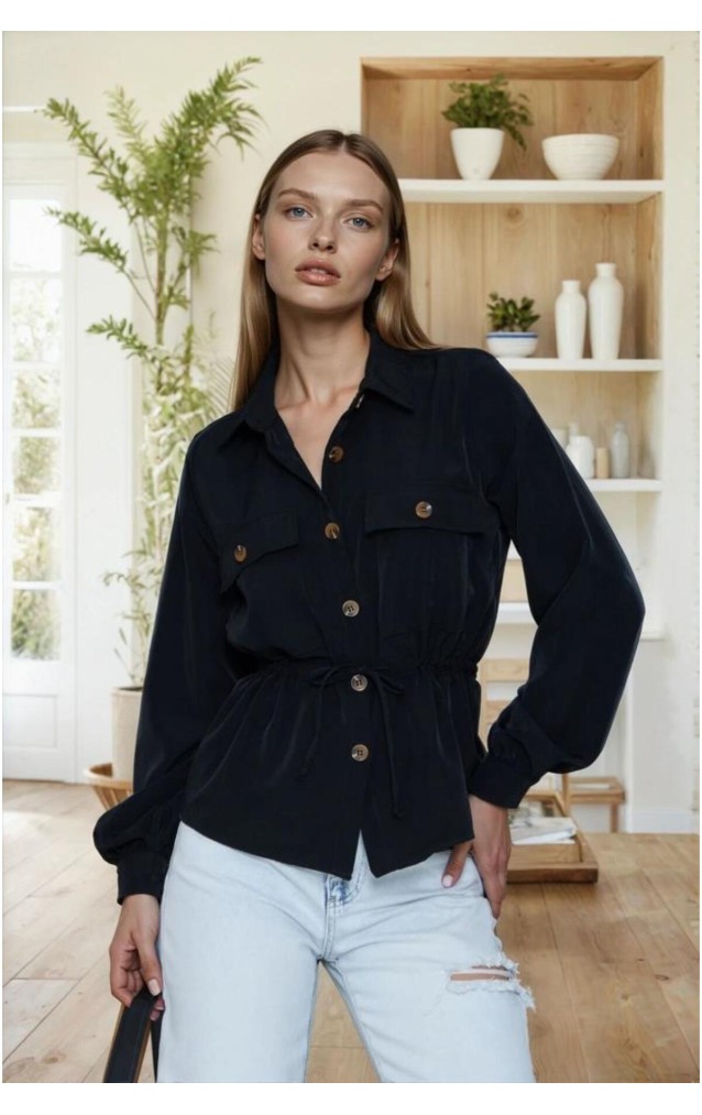 Pasaklı Giyim Kadın Kupra Gömlek 3738308 Siyah