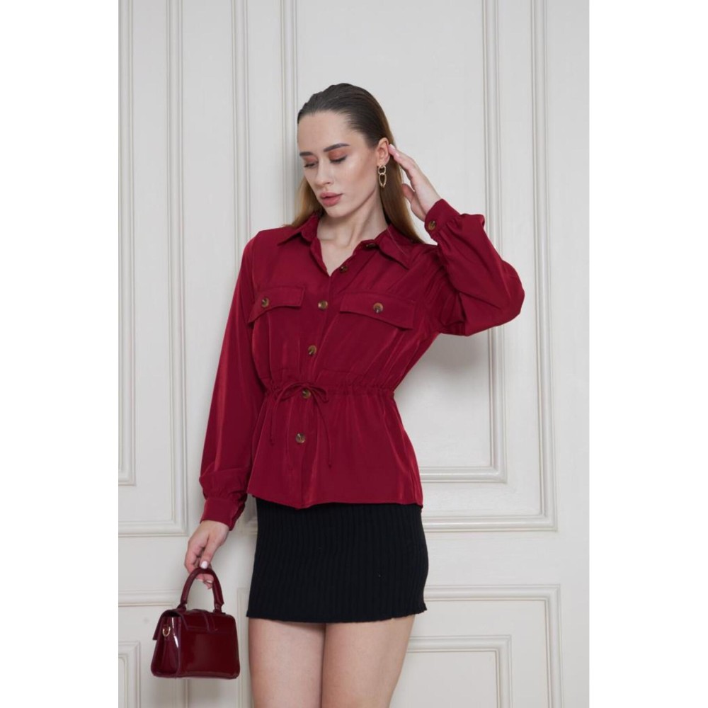Pasaklı Giyim Pasaklı Giyim Kadın Kupra Gömlek Bordo - Premium Kadın Giyim
