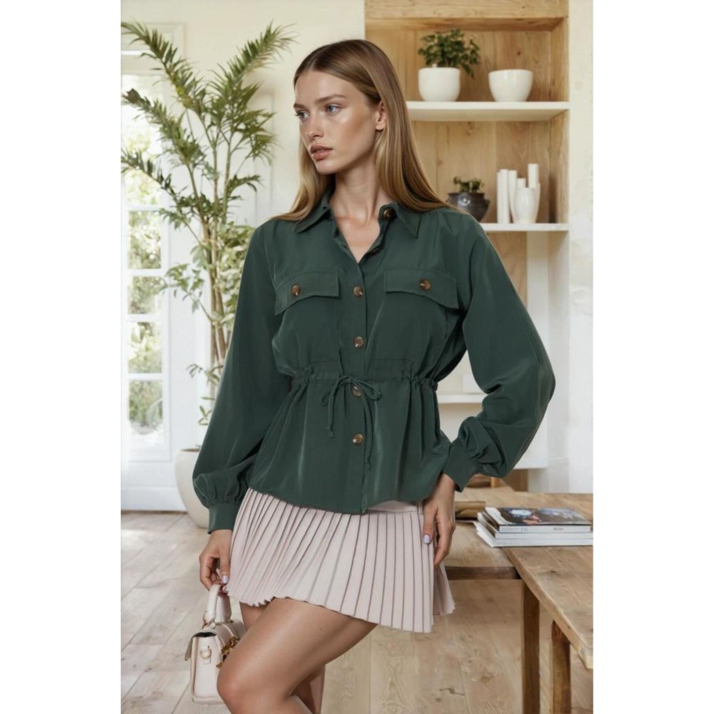 Pasaklı Giyim Pasaklı Giyim Kadın Kupra Gömlek Haki - Premium Kadın Giyim