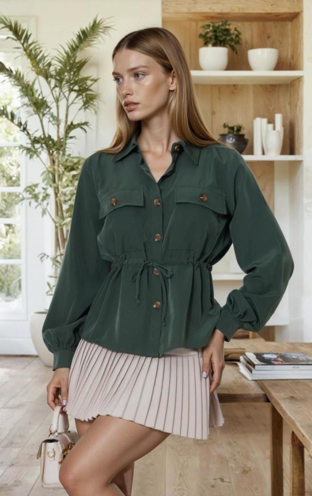 Pasaklı Giyim Kadın Kupra Gömlek 3738308 Haki