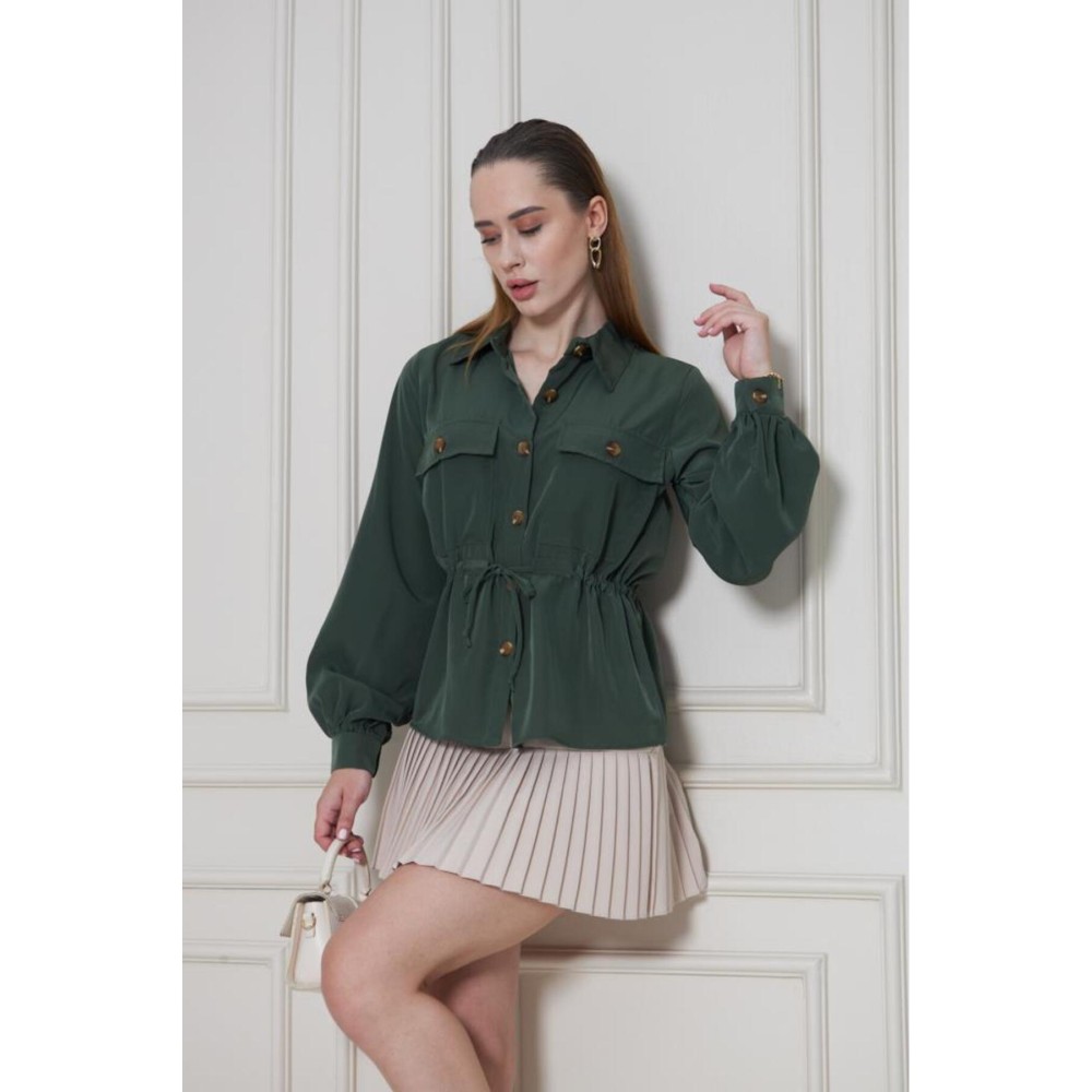 Pasaklı Giyim Pasaklı Giyim Kadın Kupra Gömlek Haki - Premium Kadın Giyim