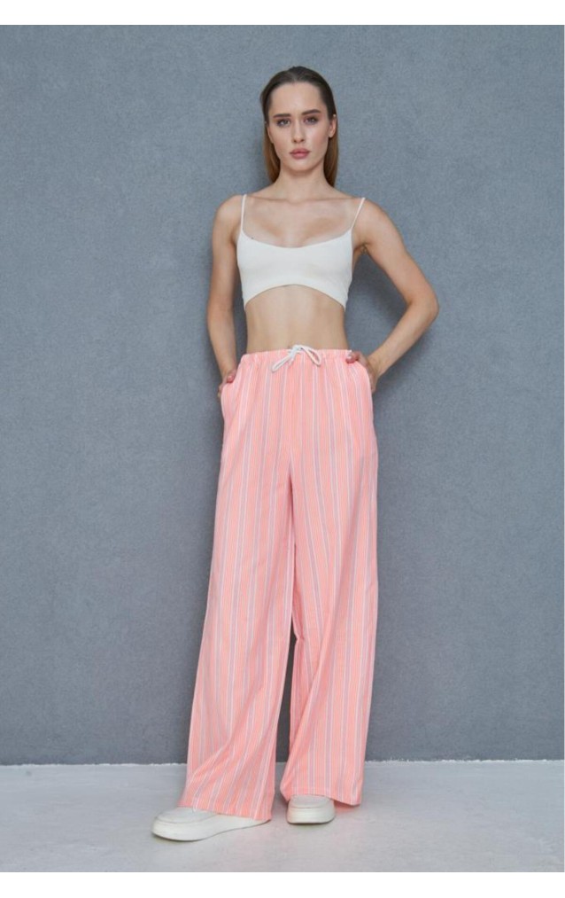Pasaklı Giyim Kadın Fistolu Poplin Pantolon 3757176 Pembe -Beyaz