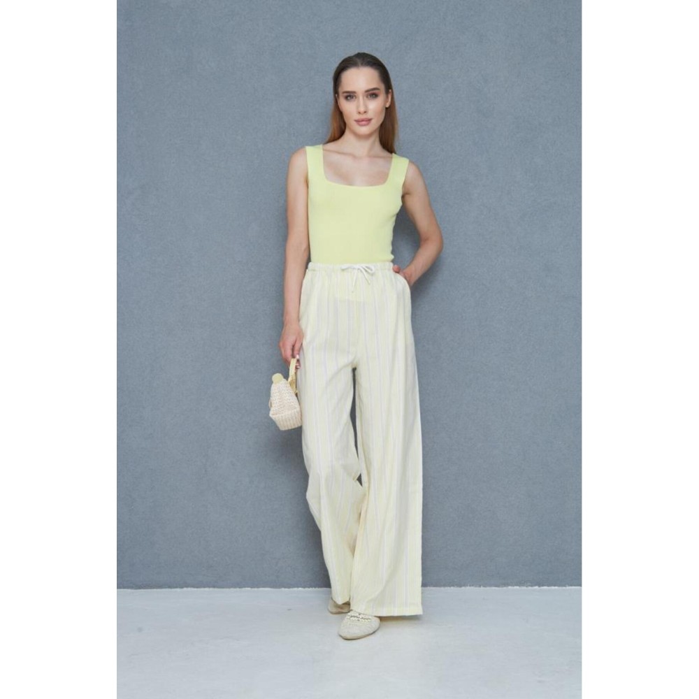 Pasaklı Giyim Pasaklı Giyim Kadın Fistolu Poplin Pantolon Sarı - Premium Kadın Giyim
