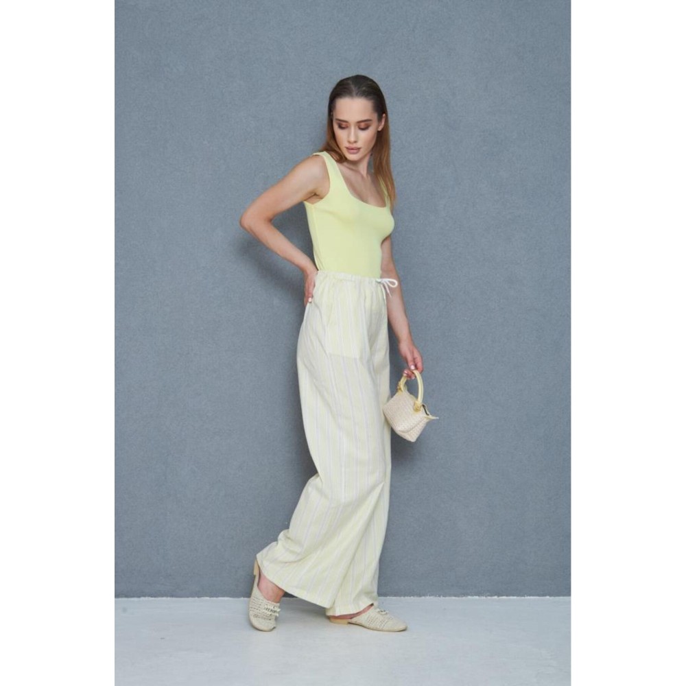Pasaklı Giyim Pasaklı Giyim Kadın Fistolu Poplin Pantolon Sarı - Premium Kadın Giyim