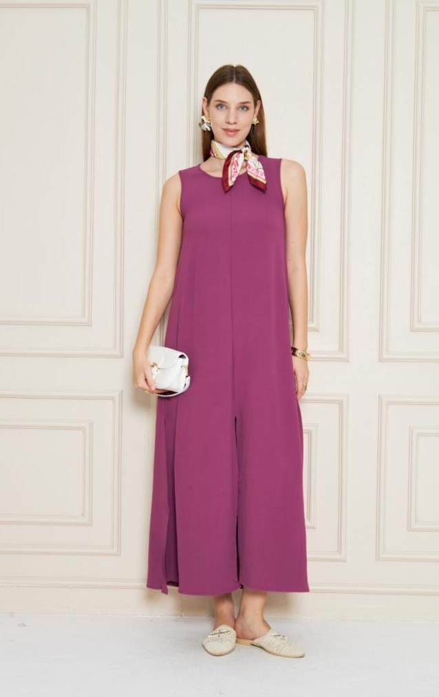 Pasaklı Giyim Kadın Bilek Boy Elbise 3760330 Mor