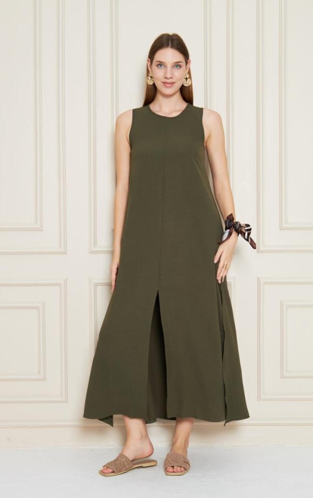 Pasaklı Giyim Kadın Bilek Boy Elbise 3760330 Haki