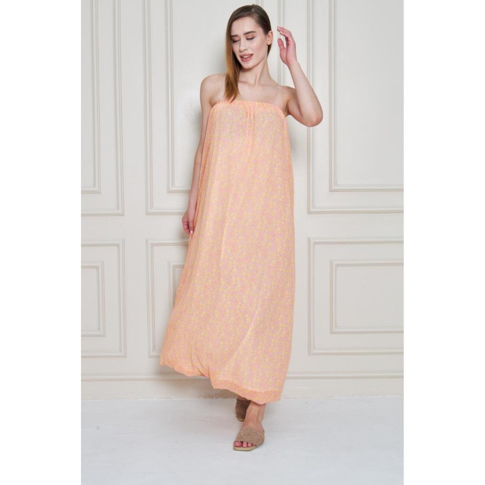 Pasaklı Giyim Kadın Straplez Astarlı Şifon Midi Yazlık Elbise - Premium Kadın Giyim