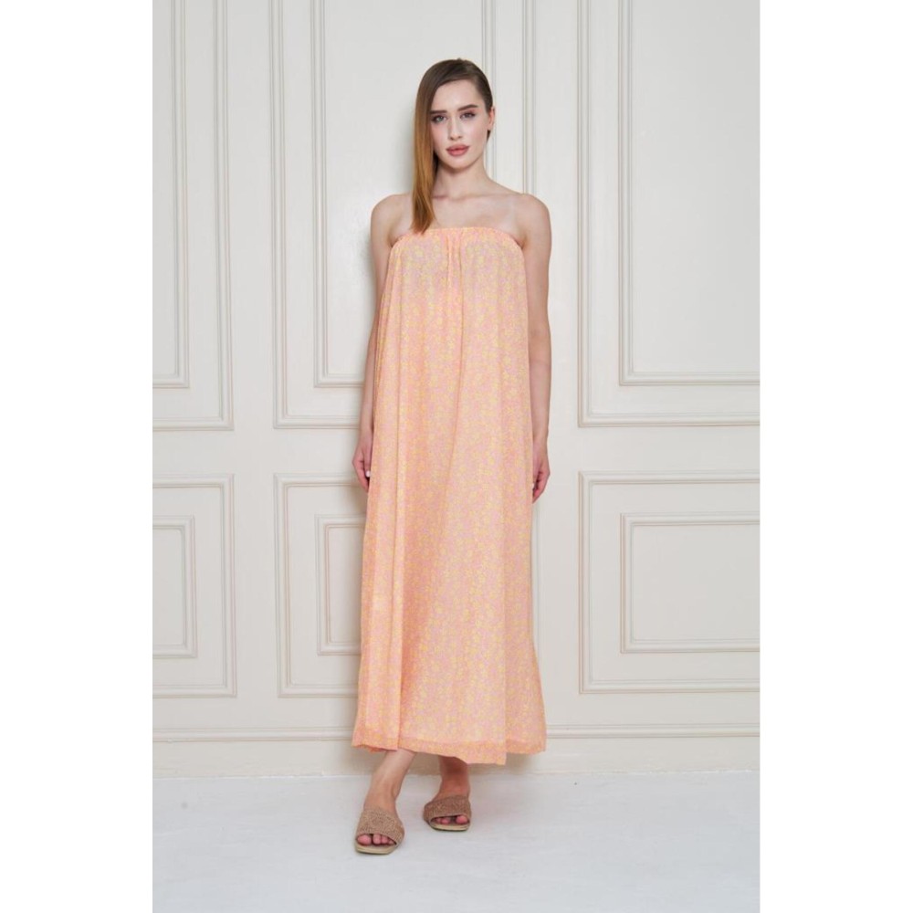 Pasaklı Giyim Kadın Straplez Astarlı Şifon Midi Yazlık Elbise - Premium Kadın Giyim
