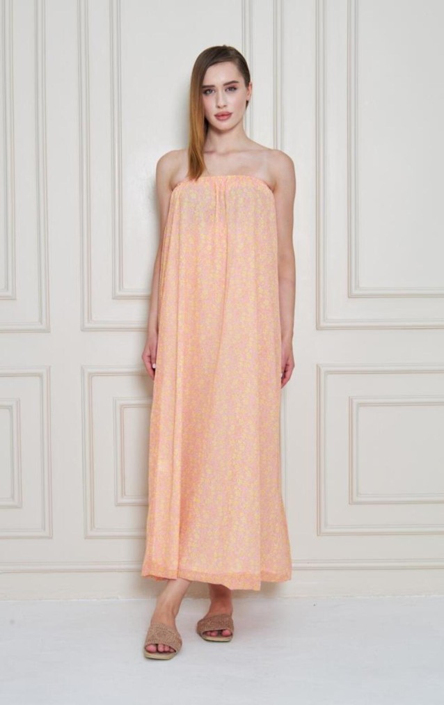 Kadın Straplez Astarlı Şifon Midi Yazlık Elbise 3753374