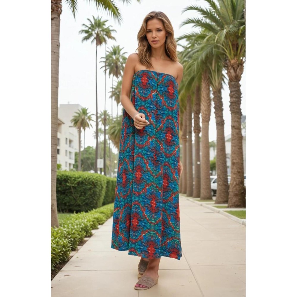 Pasaklı Giyim Kadın Straplez Astarlı Şifon Midi Yazlık Elbise - Premium Kadın Giyim