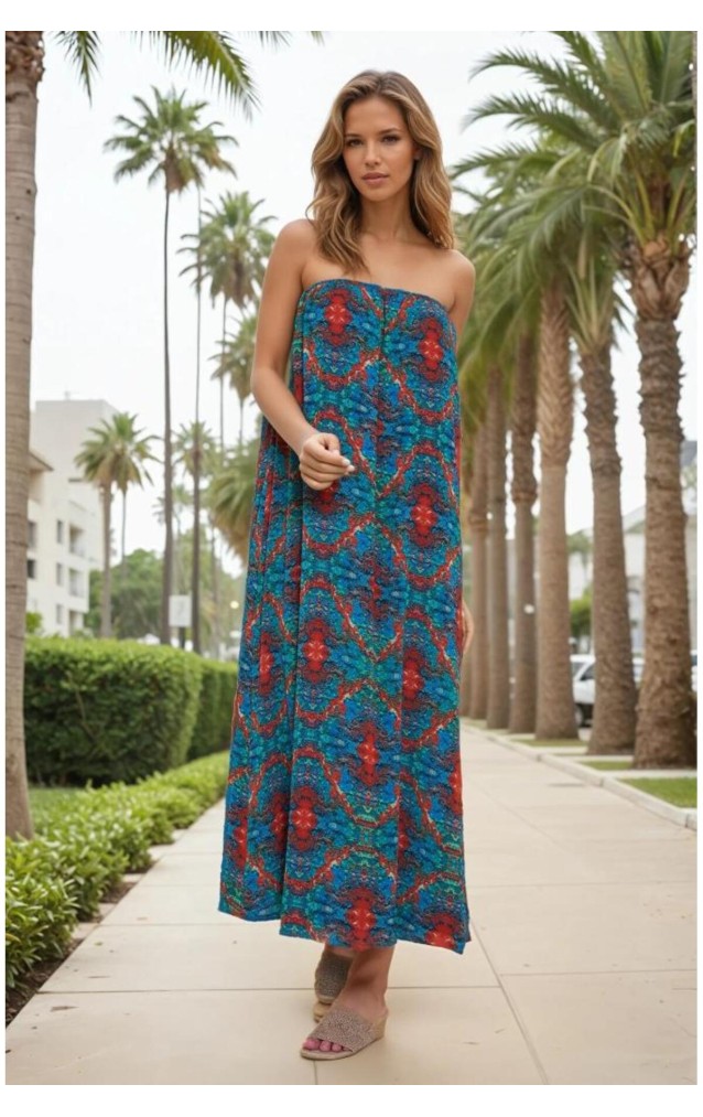 Kadın Straplez Astarlı Şifon Midi Yazlık Elbise Laci 3753374