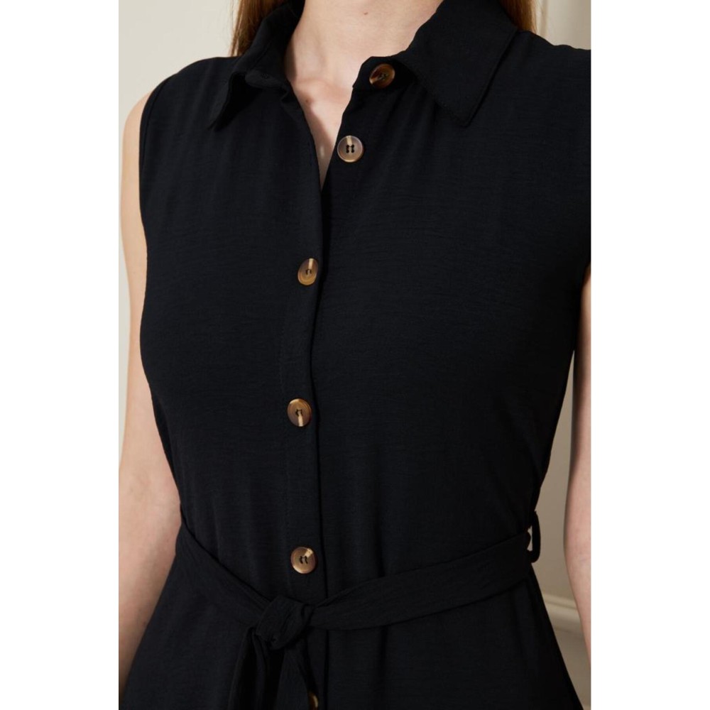 Pasaklı Giyim Pasaklı Giyim Giy Çık Kolsuz Uzun Gömlek Elbise Siyah - Premium Kadın Giyim