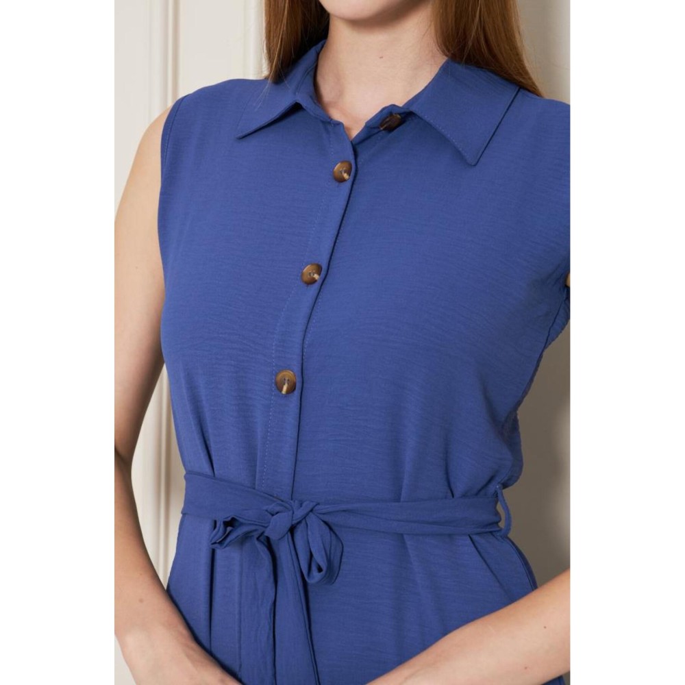 Pasaklı Giyim Pasaklı Giyim Giy Çık Kolsuz Uzun Gömlek Elbise İndigo - Premium Kadın Giyim