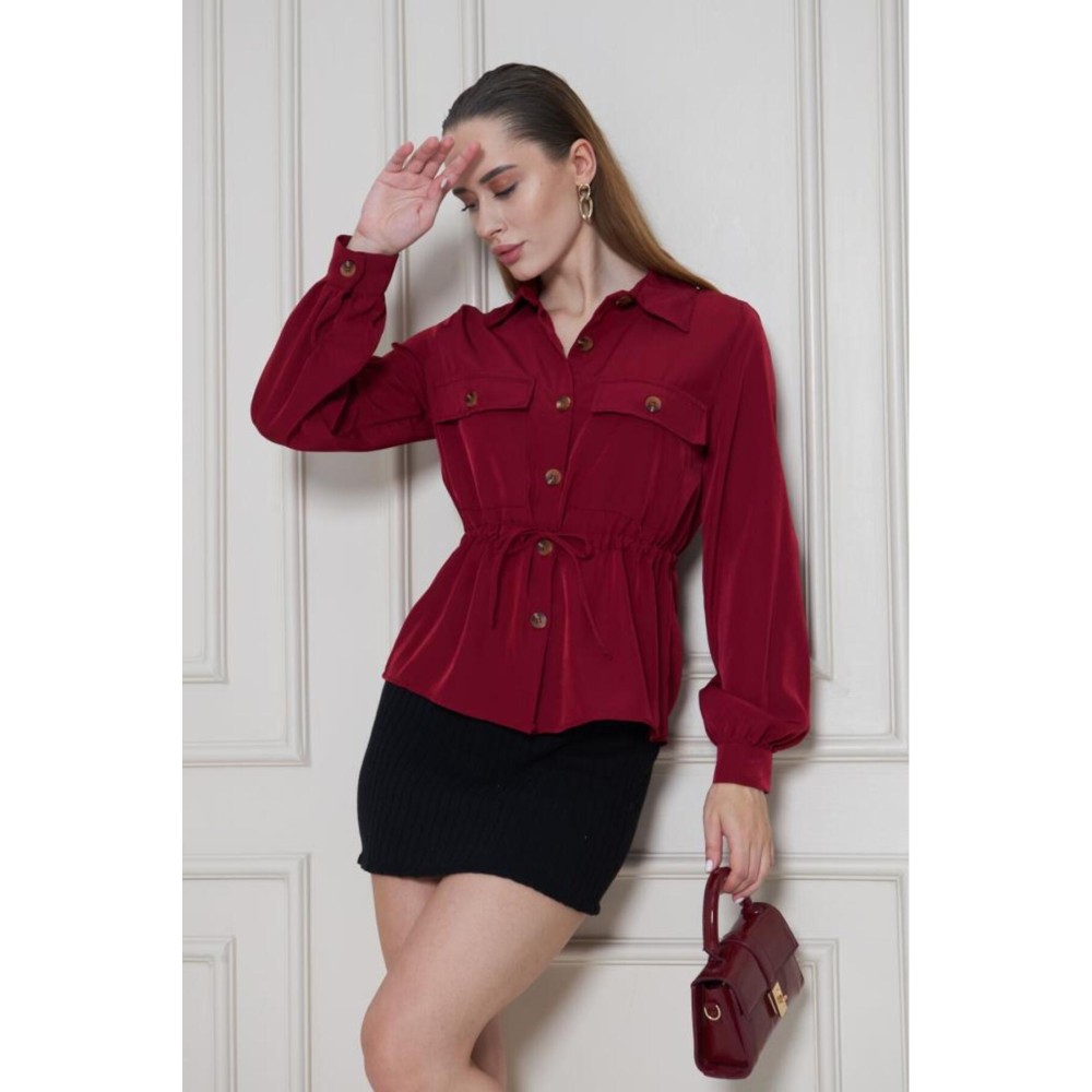 Pasaklı Giyim Pasaklı Giyim Kadın Kupra Gömlek Bordo - Premium Kadın Giyim