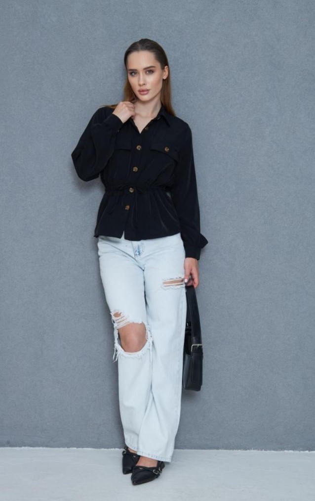 Pasaklı Giyim Kadın Kupra Gömlek 3738308 Siyah