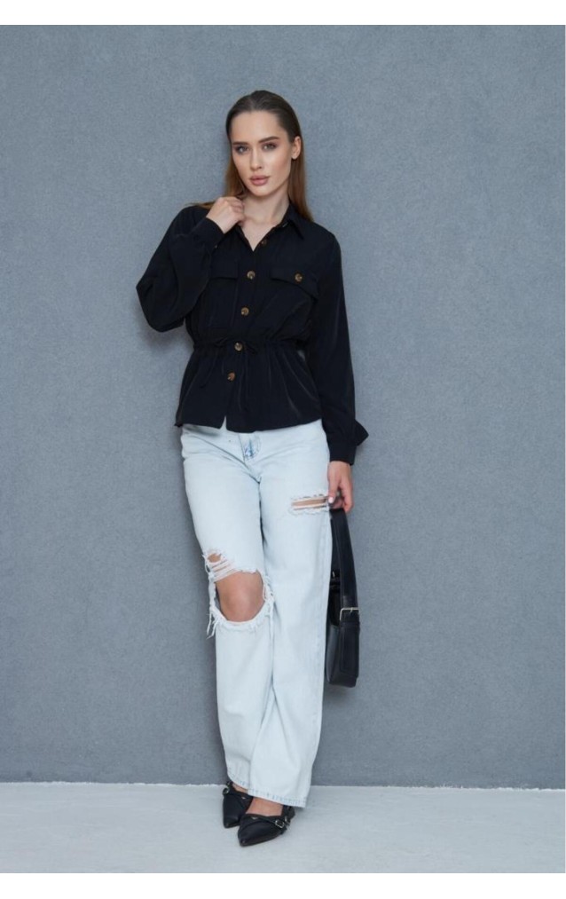 Pasaklı Giyim Kadın Kupra Gömlek 3738308 Siyah