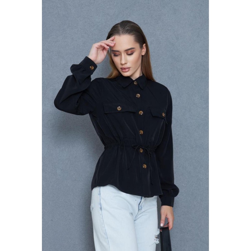 Pasaklı Giyim Pasaklı Giyim Kadın Kupra Gömlek Siyah - Premium Kadın Giyim