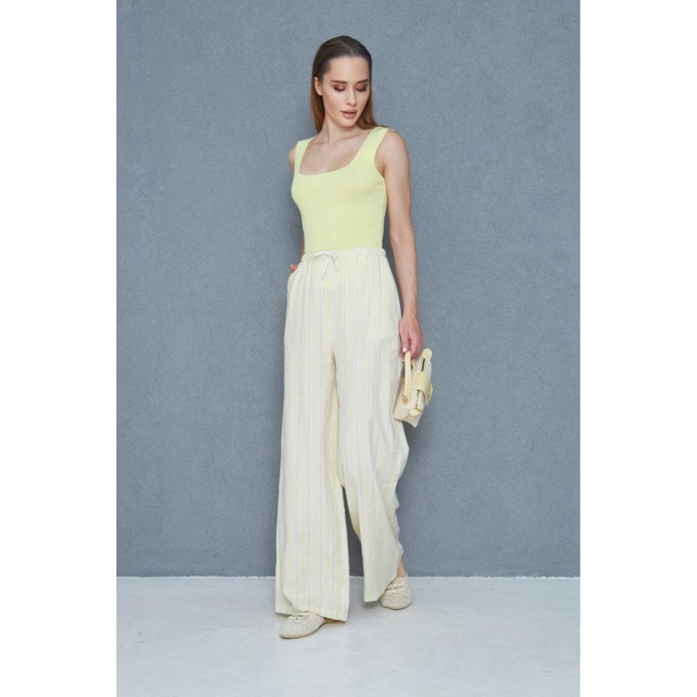 Pasaklı Giyim Pasaklı Giyim Kadın Fistolu Poplin Pantolon Sarı - Premium Kadın Giyim