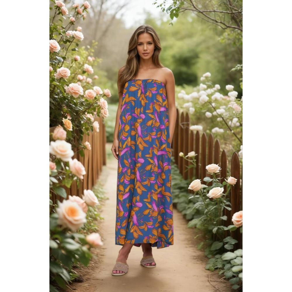 Pasaklı Giyim Kadın Straplez Astarlı Şifon Midi Yazlık Elbise - Premium Kadın Giyim