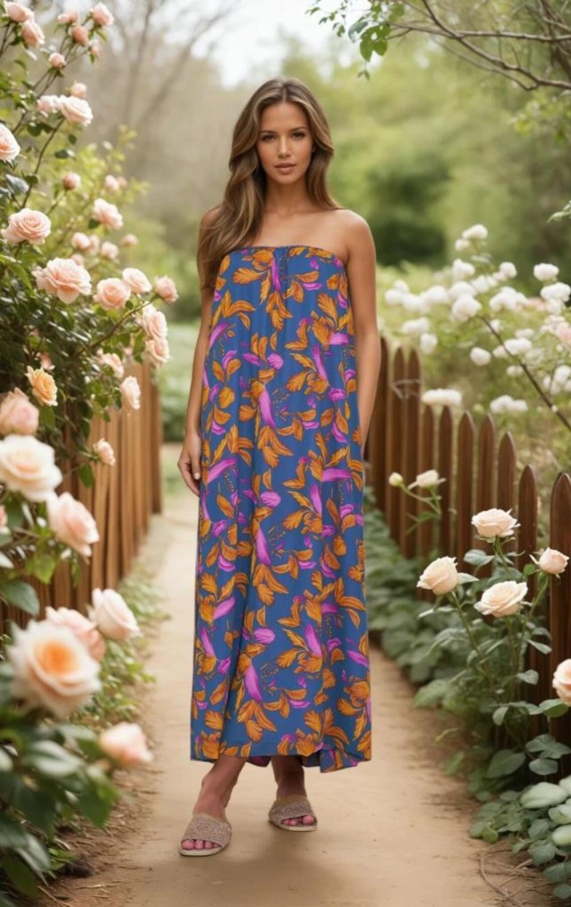 Kadın Straplez Astarlı Şifon Midi Yazlık Elbise 3753374