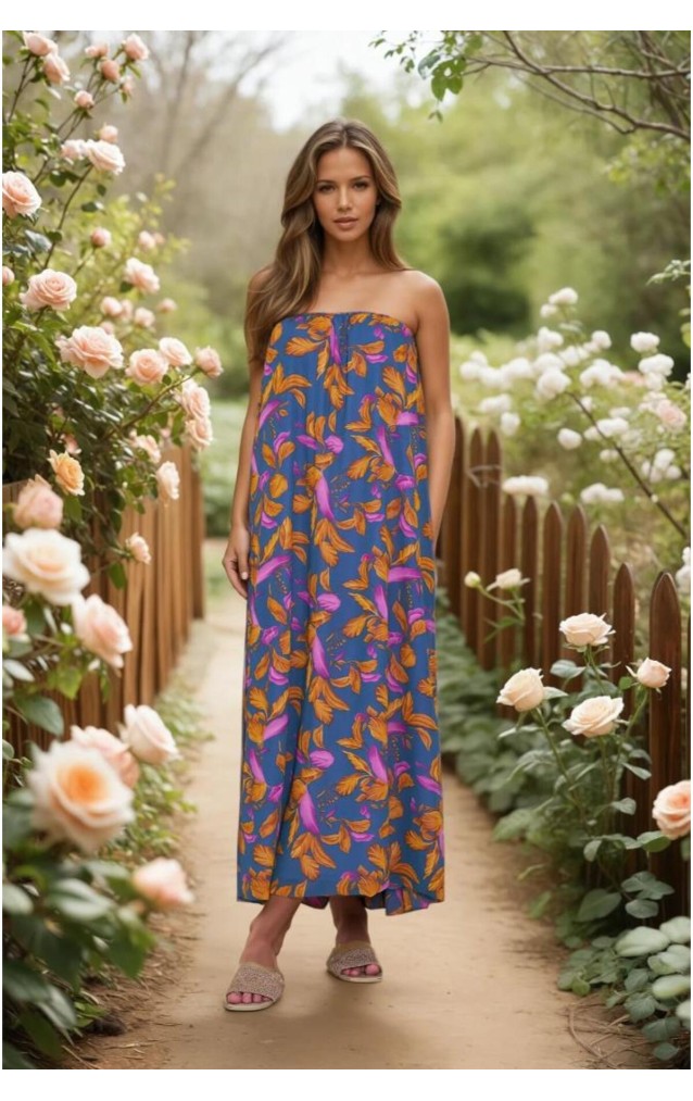 Kadın Straplez Astarlı Şifon Midi Yazlık Elbise 3753374