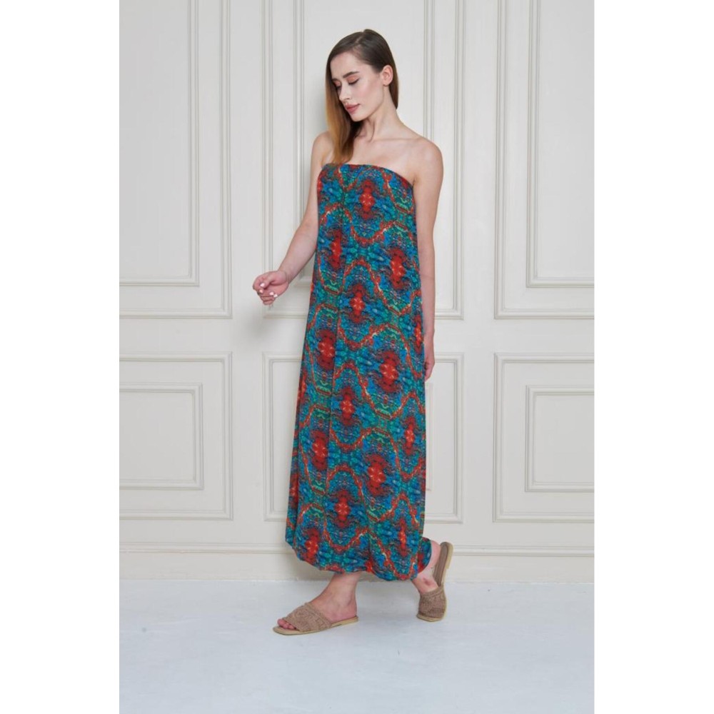 Pasaklı Giyim Kadın Straplez Astarlı Şifon Midi Yazlık Elbise - Premium Kadın Giyim