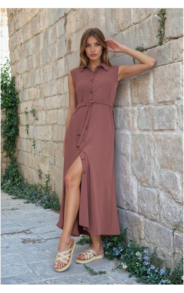 Pasaklı Giyim Giy Çık Kolsuz Uzun Gömlek Elbise 3762385 Gül Kurusu