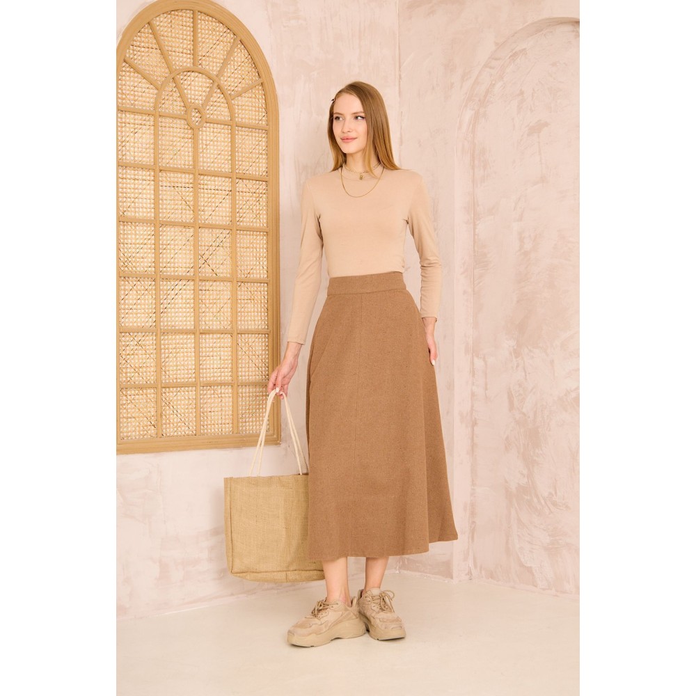 Pasaklı Giyim Pasaklı Giyim Kadın Kiloş Kaşe Etek Kahve - Premium Kadın Giyim