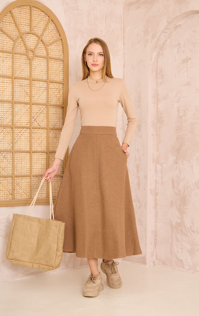 Pasaklı Giyim Kadın Kiloş Kaşe Etek 3461210 Kahve