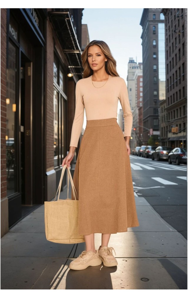 Pasaklı Giyim Kadın Kiloş Kaşe Etek 3461210 Kahve