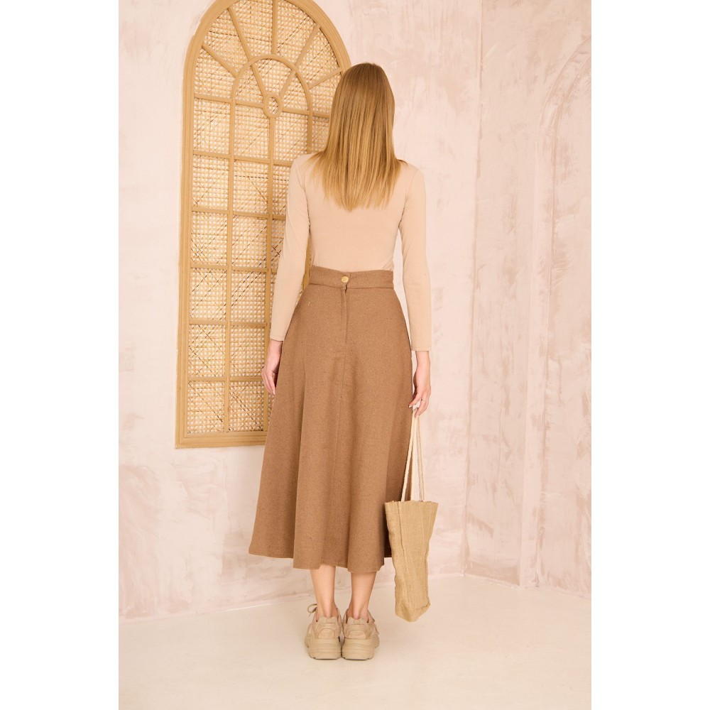 Pasaklı Giyim Pasaklı Giyim Kadın Kiloş Kaşe Etek Kahve - Premium Kadın Giyim