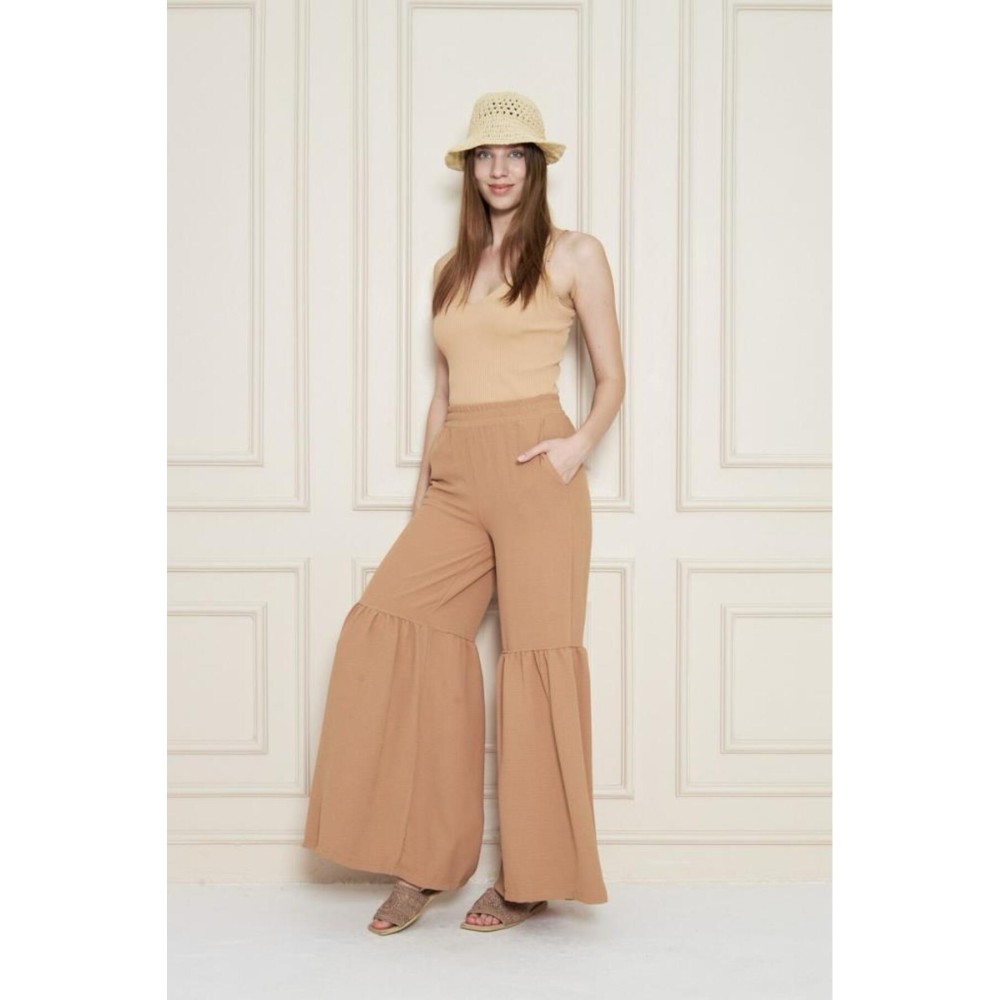 Pasaklı Giyim Pasaklı Giyim Kadın Paçası Büzgülü Pantolon Karamel - Premium Kadın Giyim