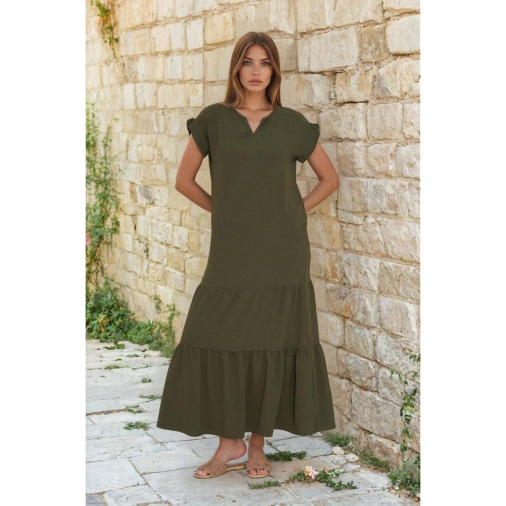 Pasaklı Giyim Pasaklı Giyim Kadın Apoletli Elbise Haki - Premium Kadın Giyim