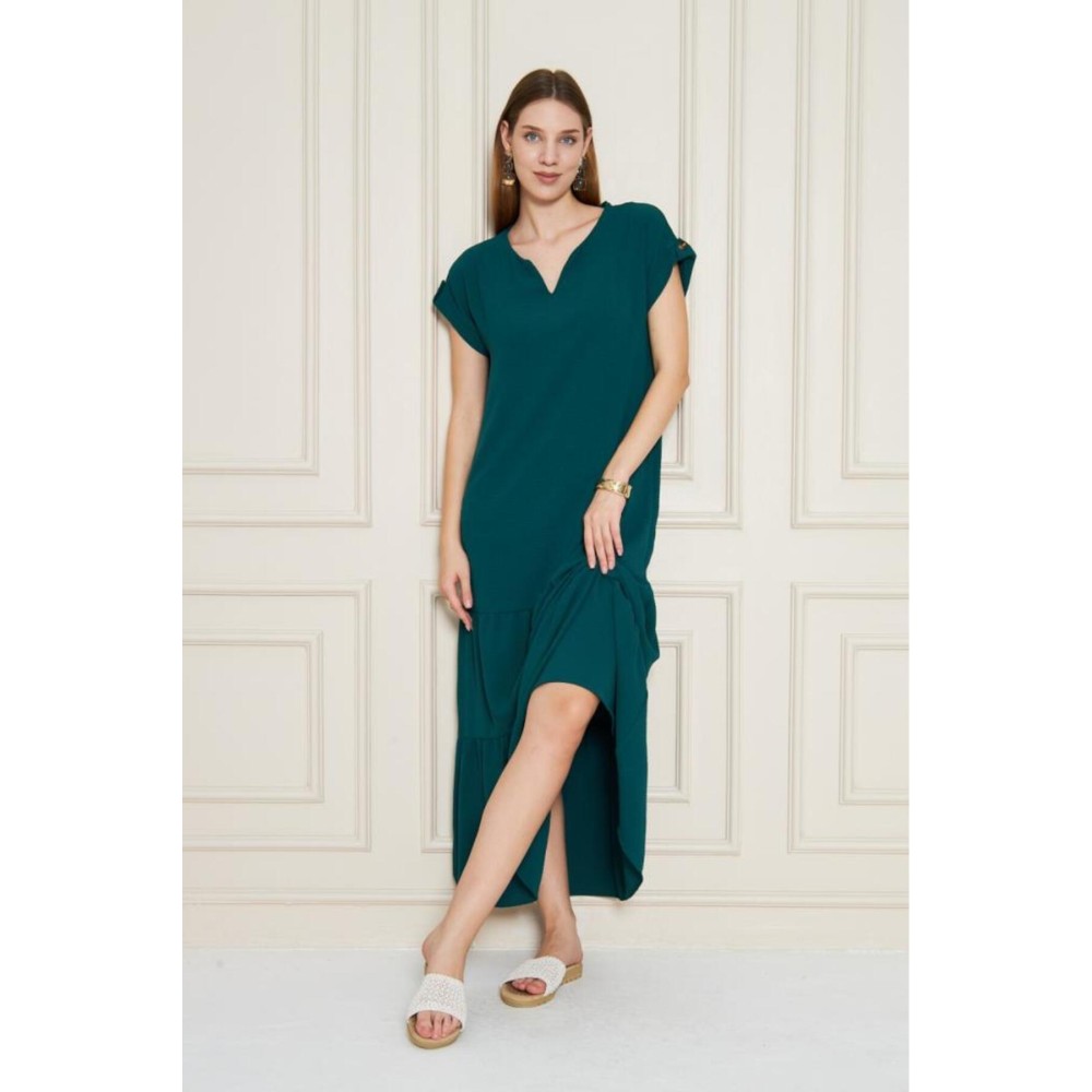 Pasaklı Giyim Pasaklı Giyim Kadın Apoletli Elbise Zümrüt - Premium Kadın Giyim