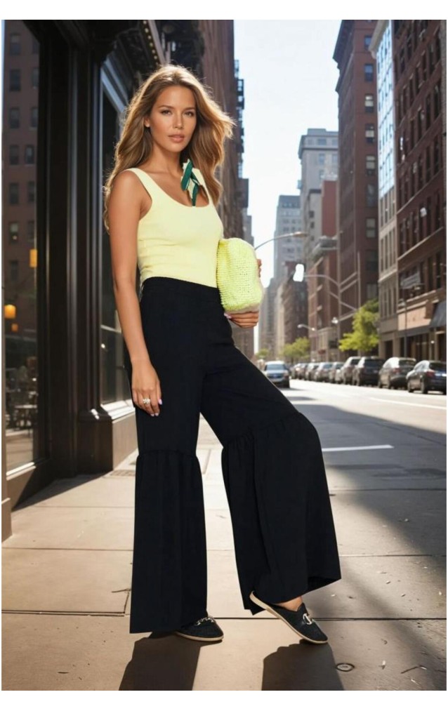 Pasaklı Giyim Kadın Paçası Büzgülü Pantolon 3763330 Siyah