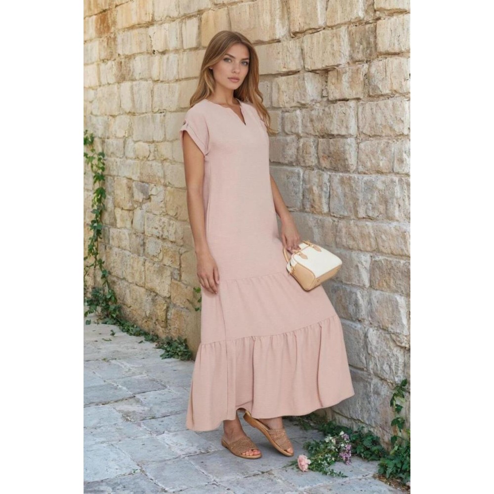 Pasaklı Giyim Pasaklı Giyim Kadın Apoletli Elbise Pudra - Premium Kadın Giyim