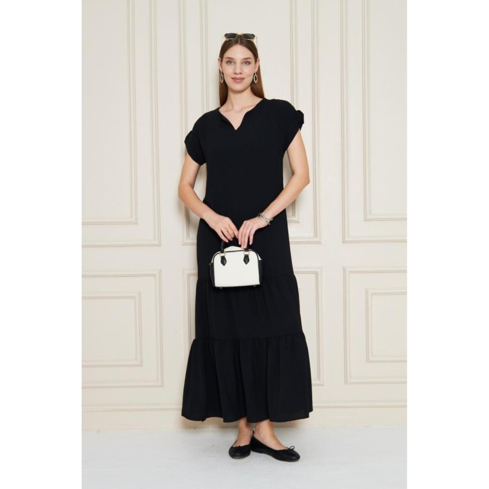 Pasaklı Giyim Pasaklı Giyim Kadın Apoletli Elbise Siyah - Premium Kadın Giyim