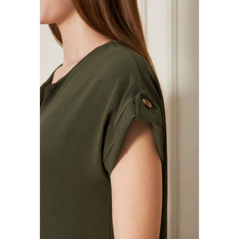 Pasaklı Giyim Pasaklı Giyim Kadın Apoletli Elbise Haki - Premium Kadın Giyim