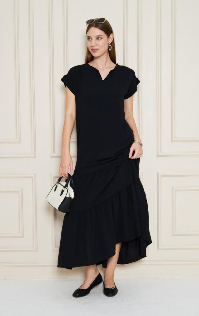 Pasaklı Giyim Kadın Apoletli Elbise 3761366 Siyah