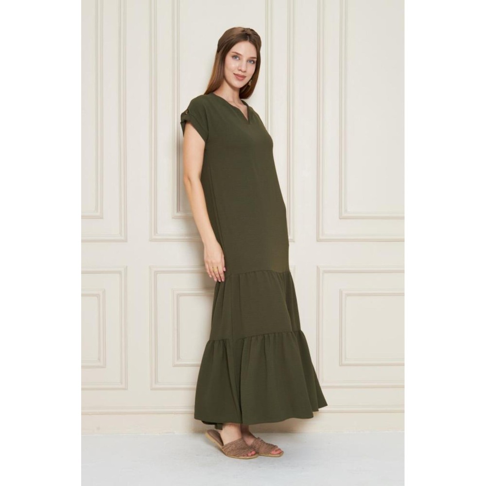 Pasaklı Giyim Pasaklı Giyim Kadın Apoletli Elbise Haki - Premium Kadın Giyim