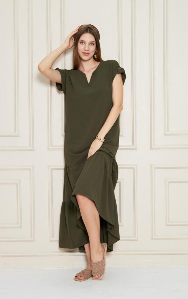 Pasaklı Giyim Kadın Apoletli Elbise 3761366 Haki