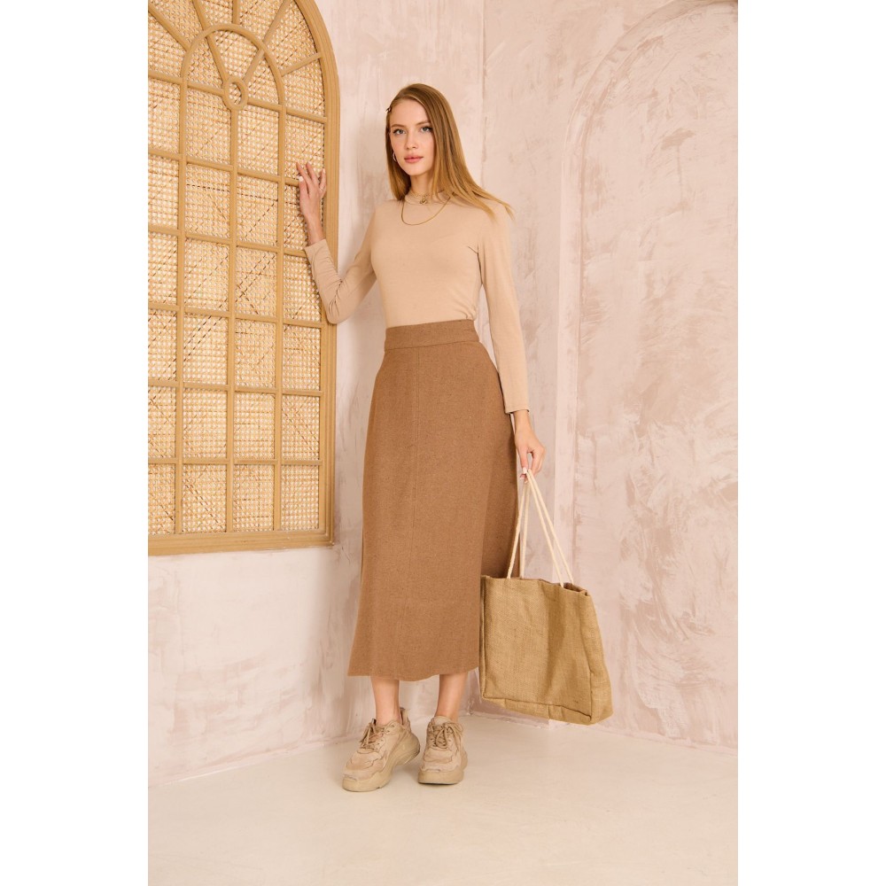 Pasaklı Giyim Pasaklı Giyim Kadın Kiloş Kaşe Etek Kahve - Premium Kadın Giyim