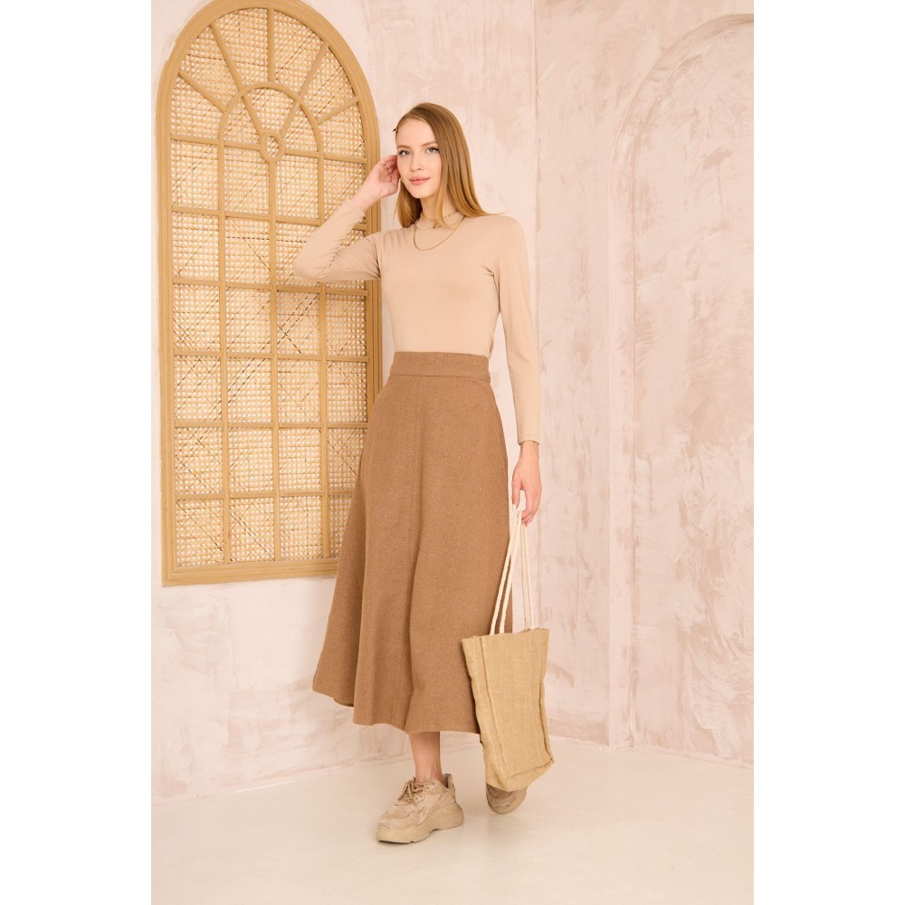 Pasaklı Giyim Pasaklı Giyim Kadın Kiloş Kaşe Etek Kahve - Premium Kadın Giyim