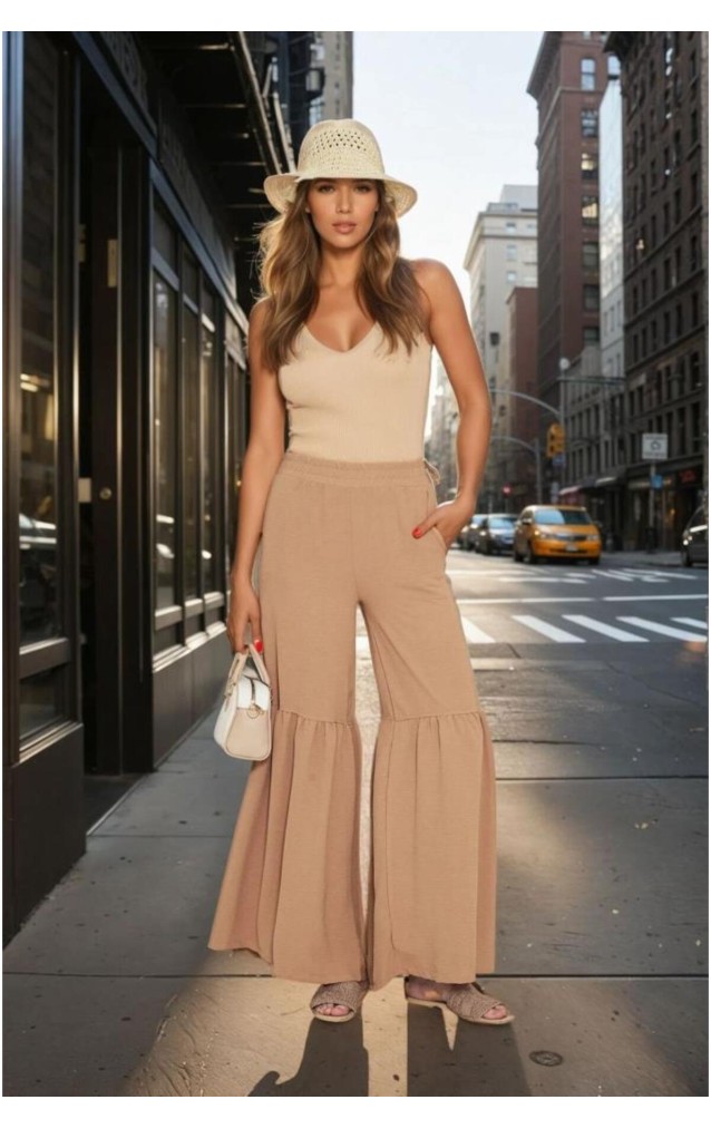 Pasaklı Giyim Kadın Paçası Büzgülü Pantolon 3763330 Karamel