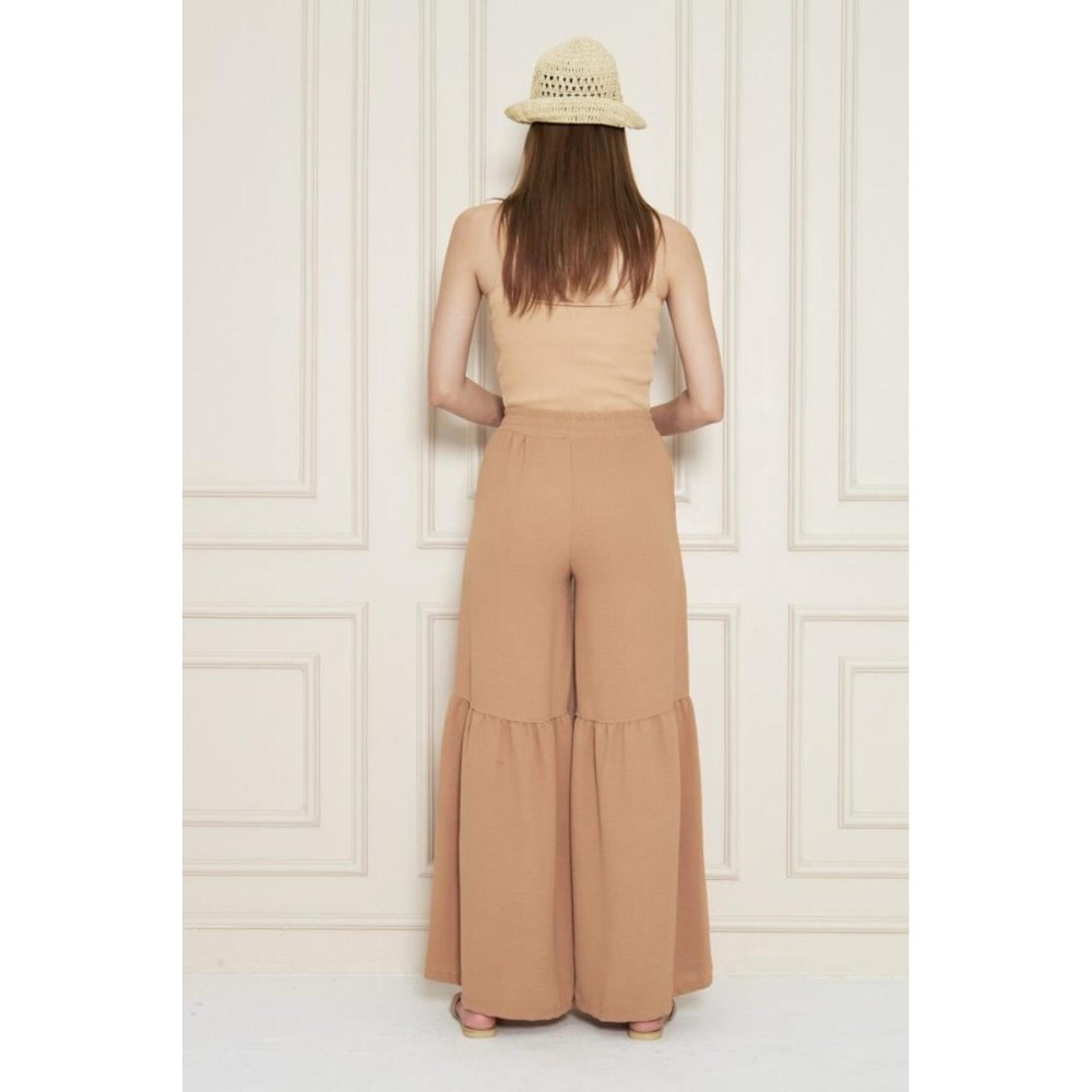 Pasaklı Giyim Pasaklı Giyim Kadın Paçası Büzgülü Pantolon Karamel - Premium Kadın Giyim