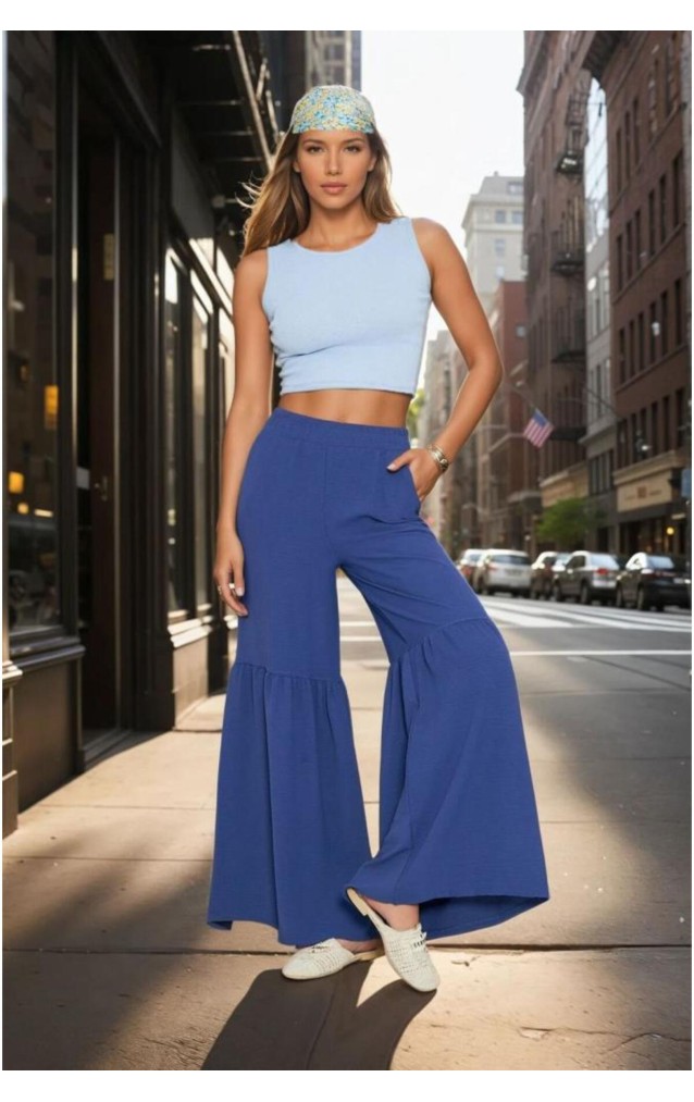 Pasaklı Giyim Kadın Paçası Büzgülü Pantolon 3763330 İndigo