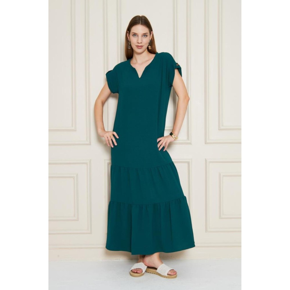 Pasaklı Giyim Pasaklı Giyim Kadın Apoletli Elbise Zümrüt - Premium Kadın Giyim